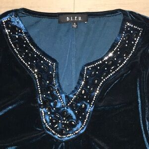 B.L.E.U. Velvet-like Jeweled Top Size S